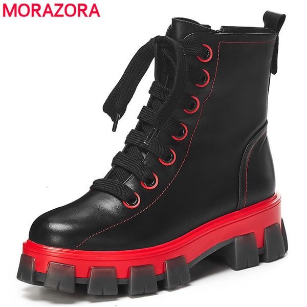 morazora 2020 new cow genuine leather women lace up platform round toe autumn winter ankle boots female q1104, Black
morazora 2020 new cow genuine leather women lace up platform round toe autumn winter ankle boots female q1104, Black