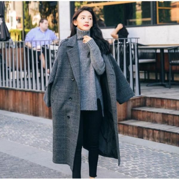 2020 winter new women's fashion design loose casual temperament plaid mid-length woolen coat jacket, Black
2020 winter new women's fashion design loose casual temperament plaid mid-length woolen coat jacket, Black