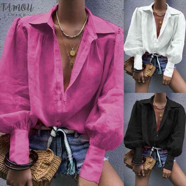 women cotton linen blouse casual solid long sleeve shirts button down autumn lantern sleeve blusas, White
women cotton linen blouse casual solid long sleeve shirts button down autumn lantern sleeve blusas, White