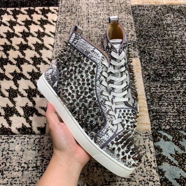 luxurious mens python leather pik pik spikes red bottom sneakers high red sole soft comfort rivets sports shoes party wedding eu35-47, Black
luxurious mens python leather pik pik spikes red bottom sneakers high red sole soft comfort rivets sports shoes party wedding eu35-47, Black