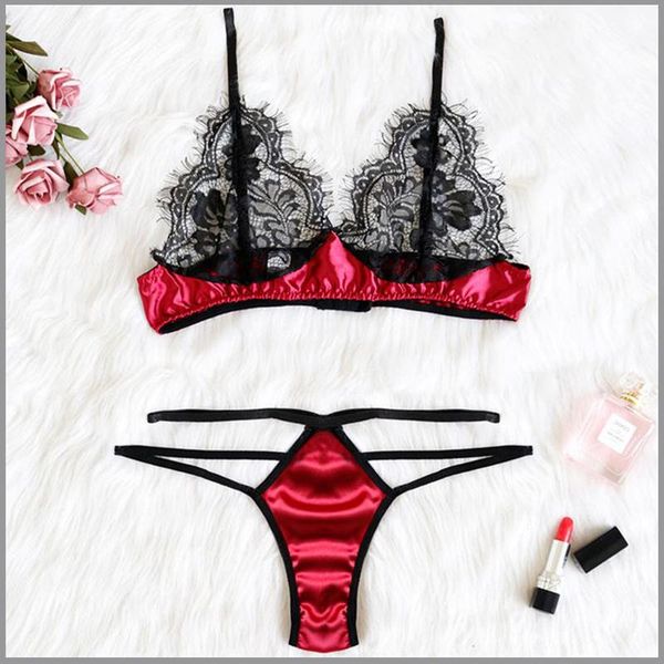 bras sets 2021 style lace flower embroidery hollow temptation ladies erotic lingerie mesh deep v perspective bra thong set, Red;black
bras sets 2021 style lace flower embroidery hollow temptation ladies erotic lingerie mesh deep v perspective bra thong set, Red;black