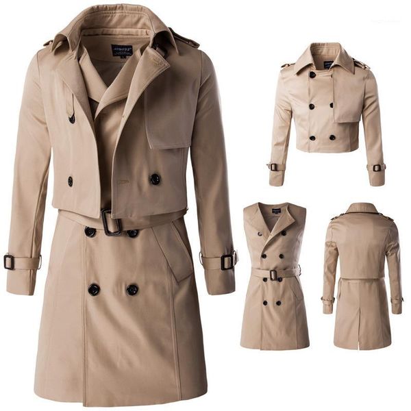 trench coat long double-breasted trench coat1, Tan;black