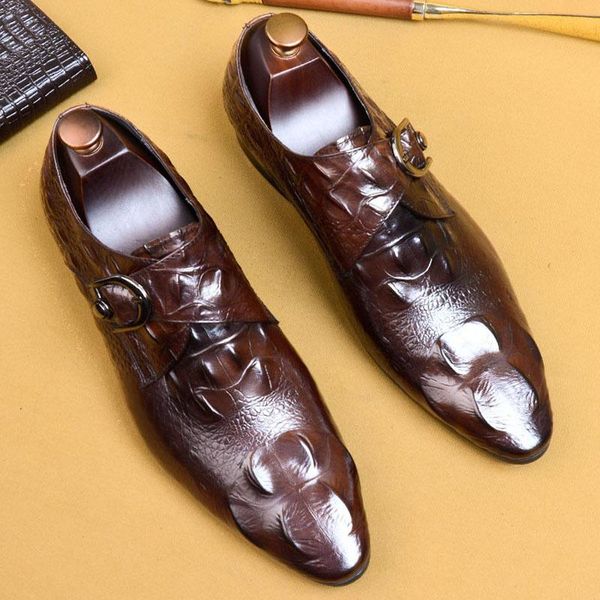 brand buckle strap genuine leather business men dress shoes retro crocodile pattern oxford shoes for men formal shoe size 38-46, Black
brand buckle strap genuine leather business men dress shoes retro crocodile pattern oxford shoes for men formal shoe size 38-46, Black