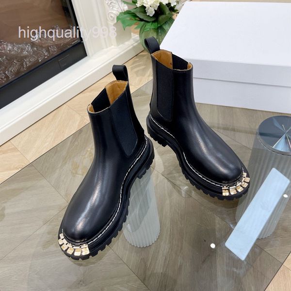 boots high end quality thick bottom chelsea boots women's autumn and winter elastic belt martin motorcycle single carved short, Black
boots high end quality thick bottom chelsea boots women's autumn and winter elastic belt martin motorcycle single carved short, Black