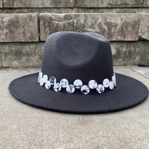 wide brim hats 2size wool women men black fedora hat acrylic gems jazz cap panama sun top, Blue;gray
wide brim hats 2size wool women men black fedora hat acrylic gems jazz cap panama sun top, Blue;gray