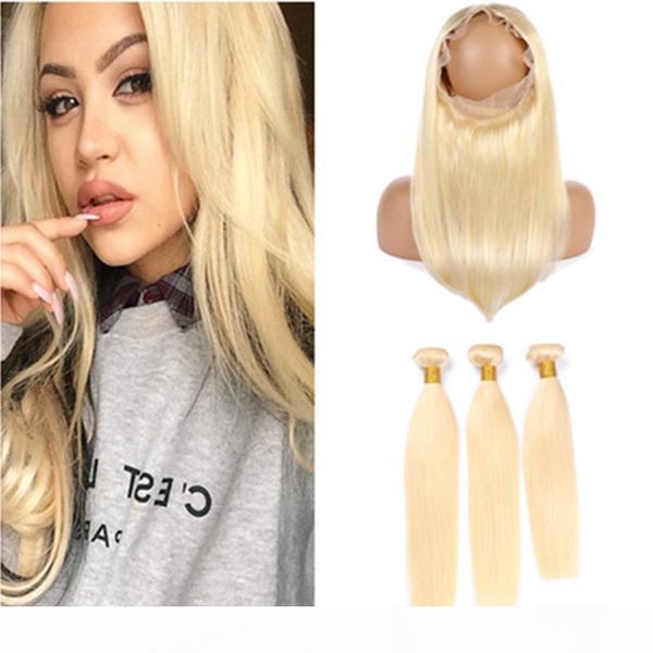 #613 straight human hair weave bundles with 360 lace frontal blonde virgin hair extensions with 360 full lace closure 22.5x4x2" pre plu, Black;brown
#613 straight human hair weave bundles with 360 lace frontal blonde virgin hair extensions with 360 full lace closure 22.5x4x2" pre plu, Black;brown
