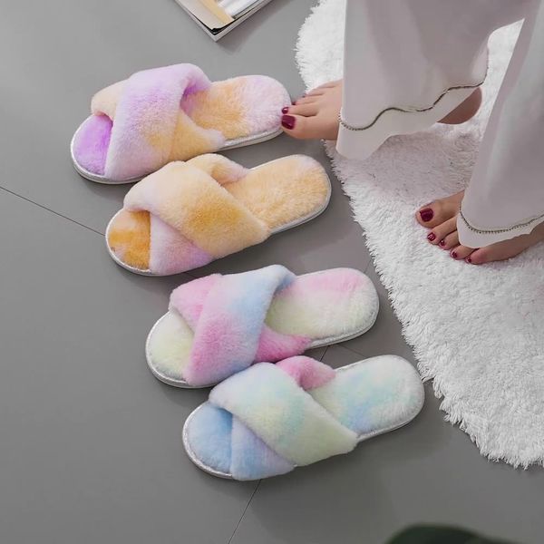 women home rainbow slippers winter warm shoes girls furry slip flats female faux fur autumn and winter indoor house slides, Black
women home rainbow slippers winter warm shoes girls furry slip flats female faux fur autumn and winter indoor house slides, Black