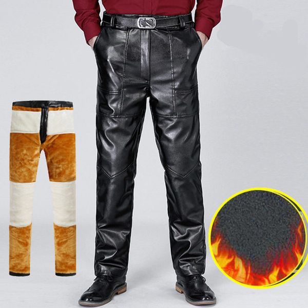 winter men's fleeces casual pu leather brushed trousers thick bottoms thickened men thicken warm high waist pants 5xl, Black
winter men's fleeces casual pu leather brushed trousers thick bottoms thickened men thicken warm high waist pants 5xl, Black