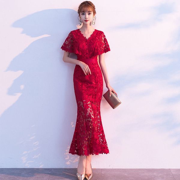 Summer Lace Cutout Flowers Short Sleeve V-neck Ankle-length A-line Simpleplus Size Black Red Mermaid Cocktail Dress party
Summer Lace Cutout Flowers Short Sleeve V-neck Ankle-length A-line Simpleplus Size Black Red Mermaid Cocktail Dress party
