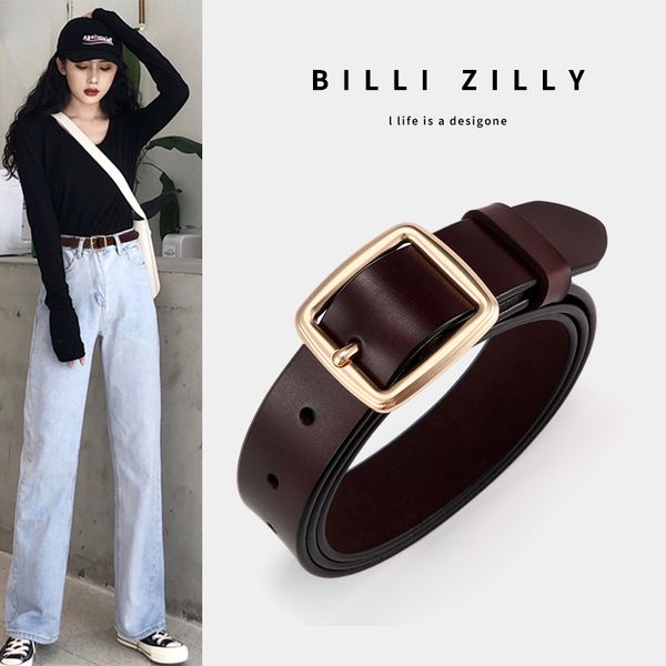 women's leather ins style simple and versatile decorative cowhide fashion korean wide casual jeans belt, Black;brown
women's leather ins style simple and versatile decorative cowhide fashion korean wide casual jeans belt, Black;brown