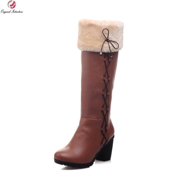 original intention fashion winter women warm snow boots knee high shoes woman round toe thick heel pu leather boots plus size, Black
original intention fashion winter women warm snow boots knee high shoes woman round toe thick heel pu leather boots plus size, Black