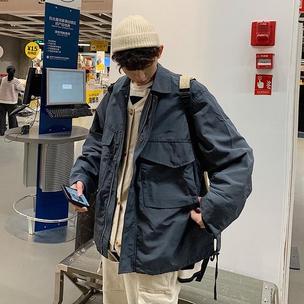 2021 japanese style men's zipper work clothes streetwear bomber jacket loose outerwear coat green/blue windbreaker, Black;brown
2021 japanese style men's zipper work clothes streetwear bomber jacket loose outerwear coat green/blue windbreaker, Black;brown