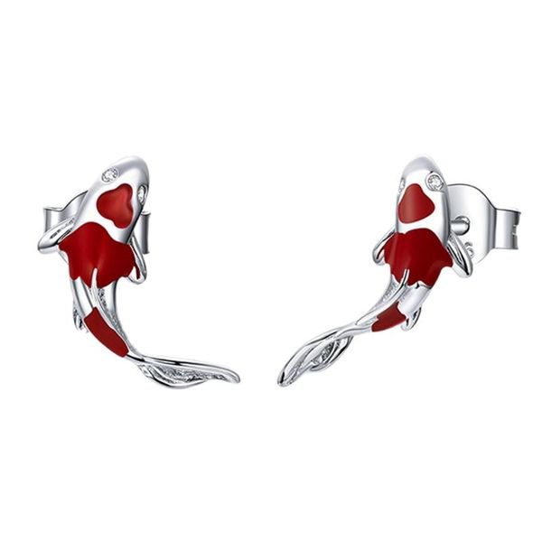 hoop & huggie red koi earrings women's fine small wedding jewelry gift lucky, Golden;silver
hoop & huggie red koi earrings women's fine small wedding jewelry gift lucky, Golden;silver