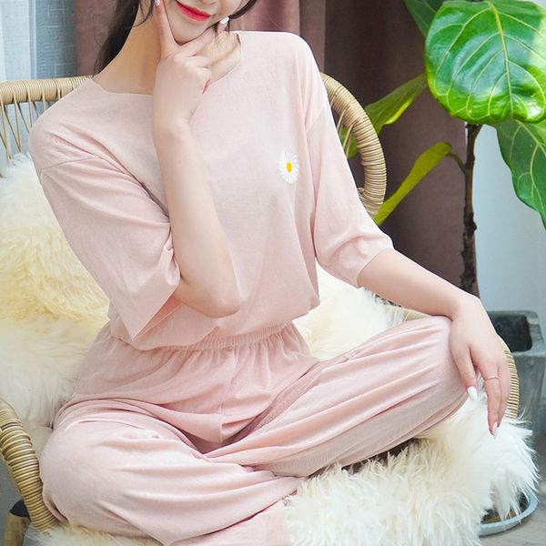 ice silk two pants suit piece set women 2020 new summer casual loose solid color short sleeve daisy embroidery casual pants set mgou0, Gray
ice silk two pants suit piece set women 2020 new summer casual loose solid color short sleeve daisy embroidery casual pants set mgou0, Gray