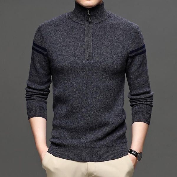autumn and winter men's zipper high neck sweater 100 pure wool thickened warm sweater middle aged men's, White;black
autumn and winter men's zipper high neck sweater 100 pure wool thickened warm sweater middle aged men's, White;black