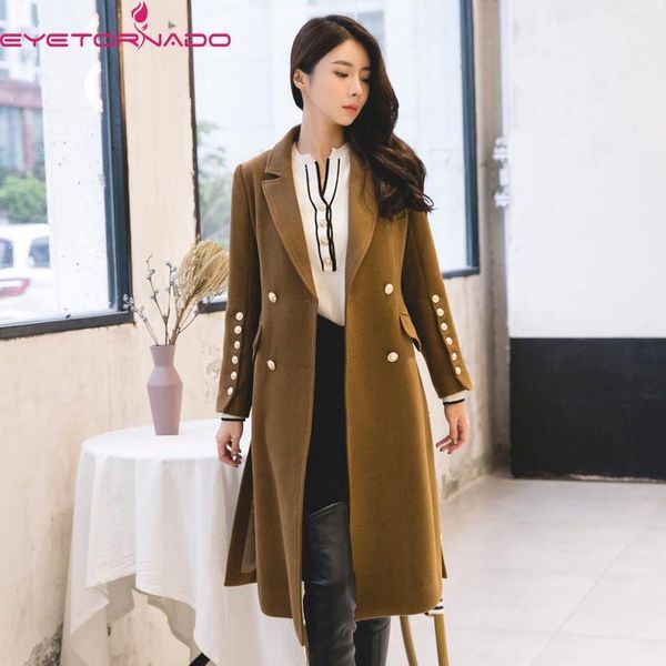 women's wool & blends long coat women double breasted army cashmere winter elegant temperament women's trench overcoat e67411, Black
women's wool & blends long coat women double breasted army cashmere winter elegant temperament women's trench overcoat e67411, Black