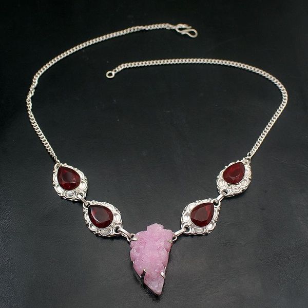 hermosa natural druzy blood red garnet silver color women necklace chain 18 inch a912
hermosa natural druzy blood red garnet silver color women necklace chain 18 inch a912