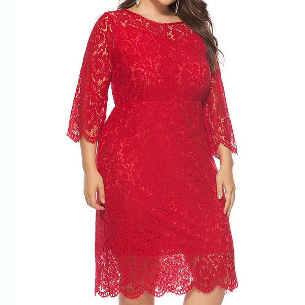 casual dresses plus size xl-6xl women dress summer autumn lace elegant 3/4 sleeve bodycon party solid color vestidos big, Black;gray
casual dresses plus size xl-6xl women dress summer autumn lace elegant 3/4 sleeve bodycon party solid color vestidos big, Black;gray