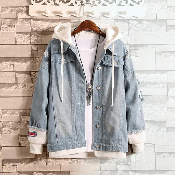 men's jackets wholesale 2021 fashion men's hooded ripped hole denim jacket slim handsome spring autumn baseball nood casual men cl, Black;brown
men's jackets wholesale 2021 fashion men's hooded ripped hole denim jacket slim handsome spring autumn baseball nood casual men cl, Black;brown