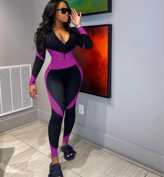 women running sets two pieces tracksuit color block sport suits zipper v neck long sleeve high waist leggings workout set, Black;blue
women running sets two pieces tracksuit color block sport suits zipper v neck long sleeve high waist leggings workout set, Black;blue