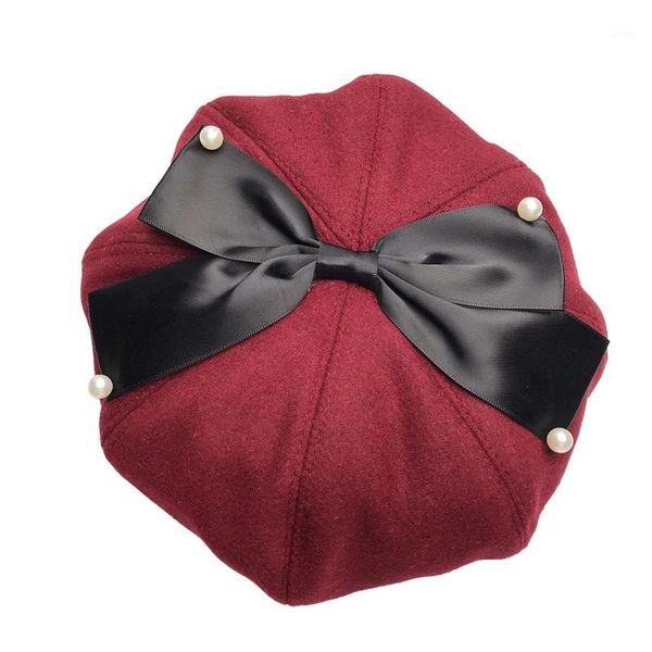 ladies new autumn and winter wool hat noble temperament painter hat wool beret bow pearl1, Blue;gray
ladies new autumn and winter wool hat noble temperament painter hat wool beret bow pearl1, Blue;gray