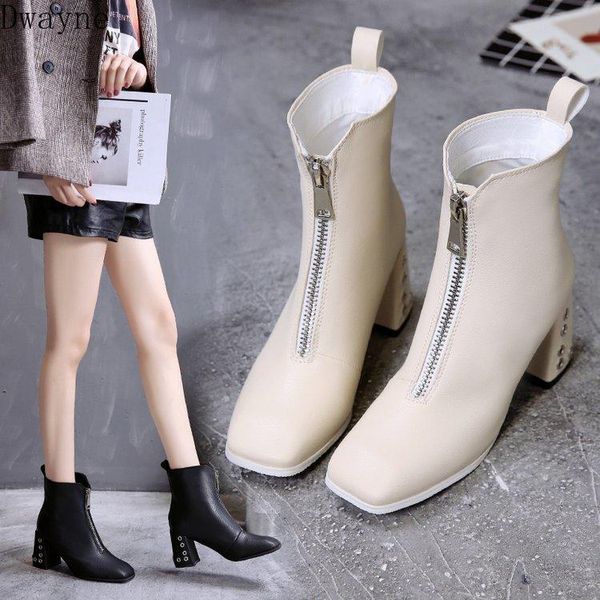 boots women's white shoes autumn and winter 2021 british wind front zipper square head high heels, Black
boots women's white shoes autumn and winter 2021 british wind front zipper square head high heels, Black