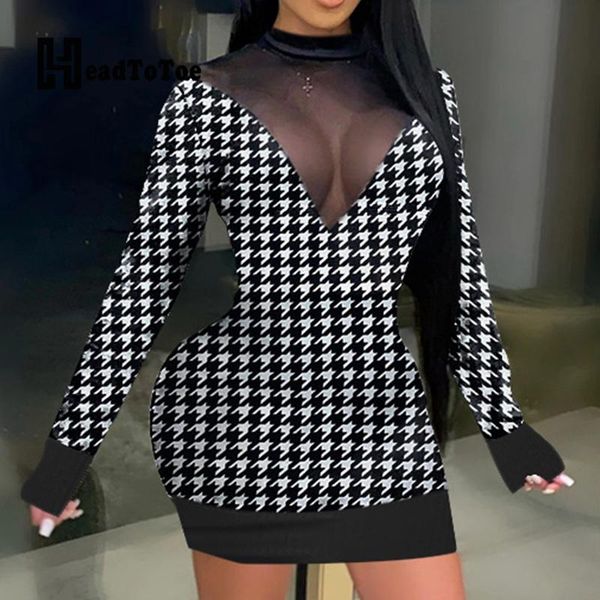 casual dresses houndstooth print mesh skinny fashion for women full sleeve round neck above knee bodycon dress, Black;gray
casual dresses houndstooth print mesh skinny fashion for women full sleeve round neck above knee bodycon dress, Black;gray