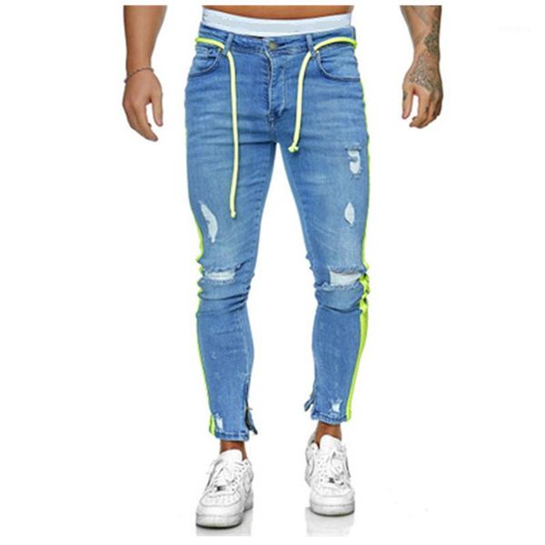 designer male casual long pencil pants man slim ripped jeans fashion spring new stripe blue elastic zipper street denim trousers clothing
designer male casual long pencil pants man slim ripped jeans fashion spring new stripe blue elastic zipper street denim trousers clothing