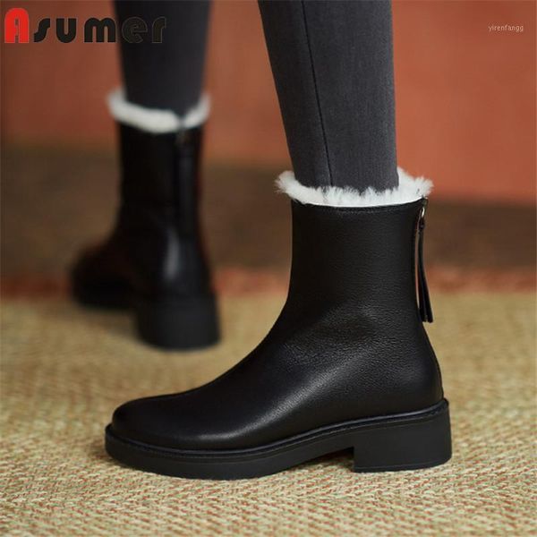 asumer genuine leather boots 2021 wool thick fur warm snow boots women winter shoes zip round toe thick heel ankle woman1, Black
asumer genuine leather boots 2021 wool thick fur warm snow boots women winter shoes zip round toe thick heel ankle woman1, Black