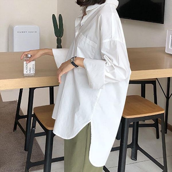 fashion women long sleeve blouses shirts buttons split loose irregular blusas femininas plus size camisa, White
fashion women long sleeve blouses shirts buttons split loose irregular blusas femininas plus size camisa, White