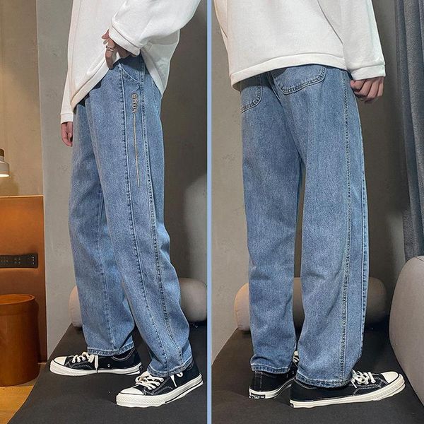 men's jeans 2021 autumn and winter youth loose solid color letter embroidery fashion casual straight-leg pants, Blue
men's jeans 2021 autumn and winter youth loose solid color letter embroidery fashion casual straight-leg pants, Blue