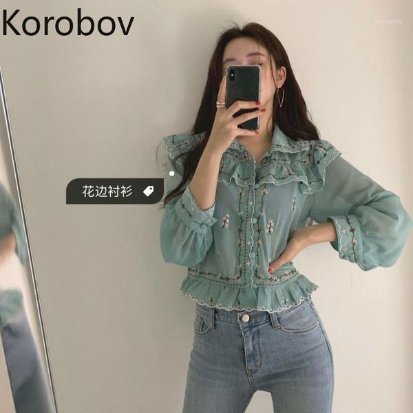 korobov heavy work flower patch chiffon shirt women retro temperament ruffle long sleeve blouse turn down collar pullover blusas1, White
korobov heavy work flower patch chiffon shirt women retro temperament ruffle long sleeve blouse turn down collar pullover blusas1, White