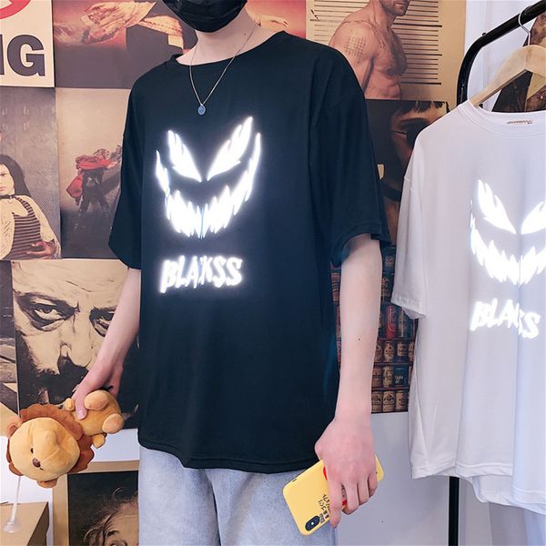 summer reflective t-shirt men's short brand loose personality fashion versatile korean style students' half sleeve, White;black
summer reflective t-shirt men's short brand loose personality fashion versatile korean style students' half sleeve, White;black