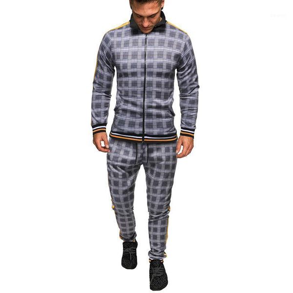 men's tracksuit spring autumn fashion checked tracksuit casual two piece set men's sports suit 2020 clothing1, Gray
men's tracksuit spring autumn fashion checked tracksuit casual two piece set men's sports suit 2020 clothing1, Gray