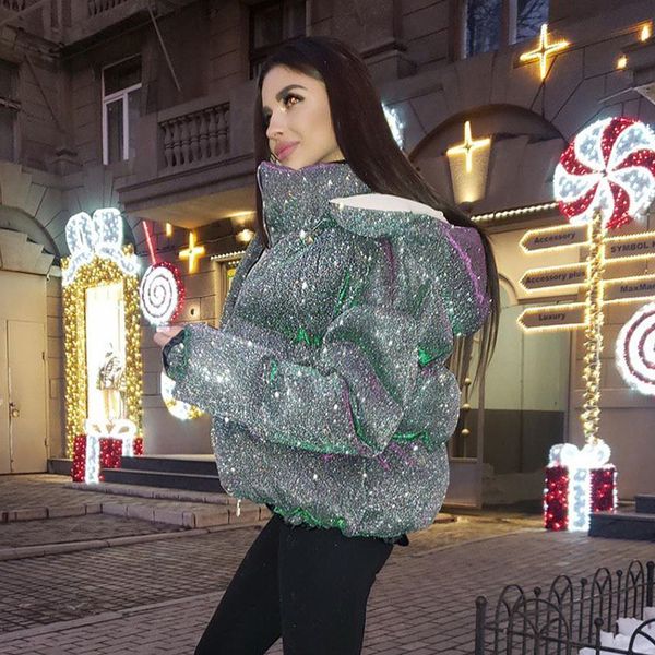 women winter new cotton coat fashion glitter powder zipper jacket european and american womens streetwear hooded coats 2 colors size s-xl, Black;brown
women winter new cotton coat fashion glitter powder zipper jacket european and american womens streetwear hooded coats 2 colors size s-xl, Black;brown