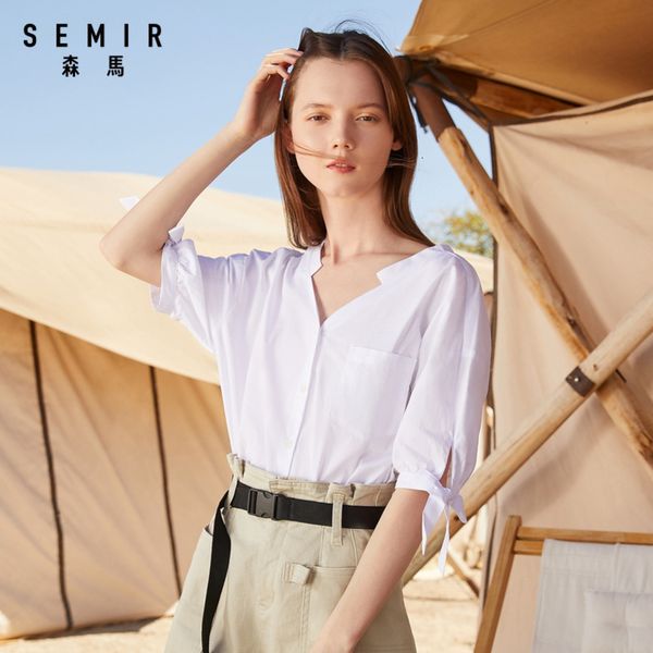 semir 2020 summer new blouse women cotton short sleeve female v-neck sweet bow shirt for party outing picnic
semir 2020 summer new blouse women cotton short sleeve female v-neck sweet bow shirt for party outing picnic