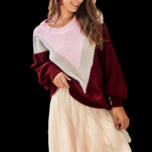 burgundy print sweater women new contrast color loose fitness knit pullover ladies long sleeve streetwear casual korean clothing, White;black
burgundy print sweater women new contrast color loose fitness knit pullover ladies long sleeve streetwear casual korean clothing, White;black