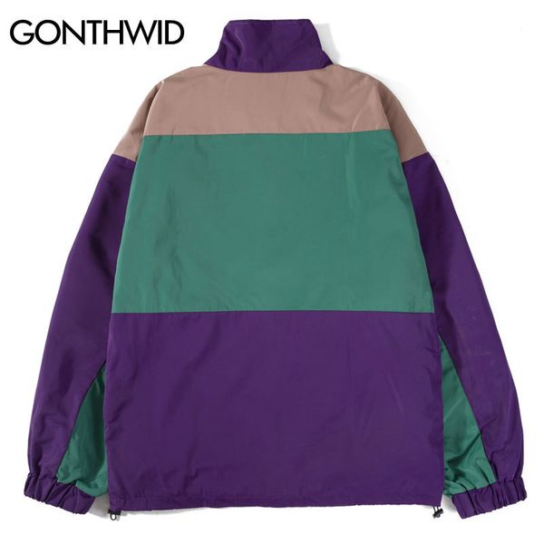 gonthwid vintage color block patchwork pocket windbreaker zip up track jackets outwear men hip hop casual streetwear jacket coat lj201013, Black;brown 
gonthwid vintage color block patchwork pocket windbreaker zip up track jackets outwear men hip hop casual streetwear jacket coat lj201013, Black;brown