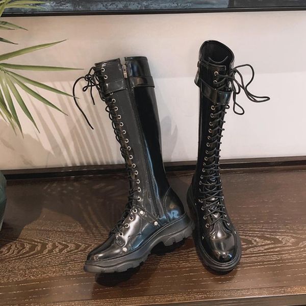 2021 new winter knee high boots women's shoes genuine leather metal fasteners round toe zipper bottes femme, Black
2021 new winter knee high boots women's shoes genuine leather metal fasteners round toe zipper bottes femme, Black