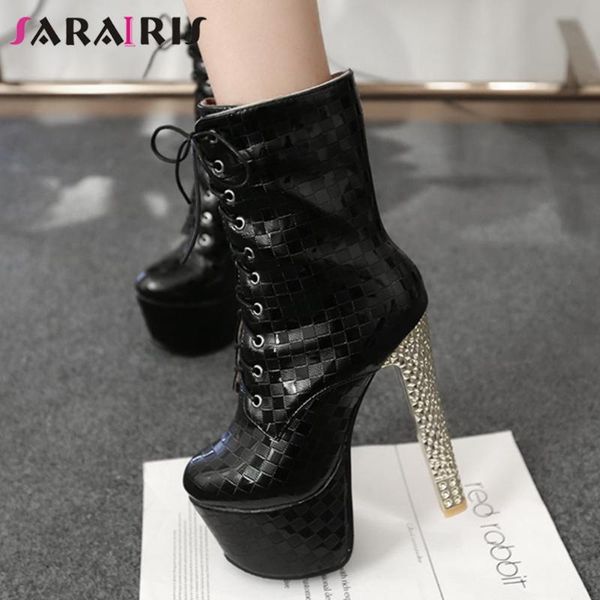 sarairis new fashion female ankle boots cross tied round toe high heels platform boots women 2020 autumn elegant shoes woman, Black
sarairis new fashion female ankle boots cross tied round toe high heels platform boots women 2020 autumn elegant shoes woman, Black