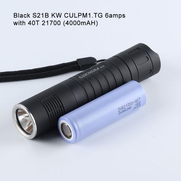 convoy black s21b kw culpm1.tg 6amps 21700 ,torch , with 21700 lithium battery inserted
convoy black s21b kw culpm1.tg 6amps 21700 ,torch , with 21700 lithium battery inserted