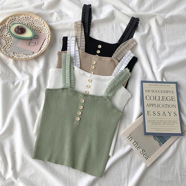 2021 summer crop solid camis with button spaghetti women knitted camisole ladies sleeveless crop female solid camis, White
2021 summer crop solid camis with button spaghetti women knitted camisole ladies sleeveless crop female solid camis, White