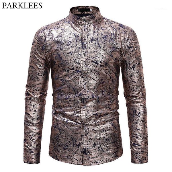 gold paisley floral foil print dress shirt men slim fit long sleeve chemise homme casual wedding party social henley shirt male1, White;black
gold paisley floral foil print dress shirt men slim fit long sleeve chemise homme casual wedding party social henley shirt male1, White;black