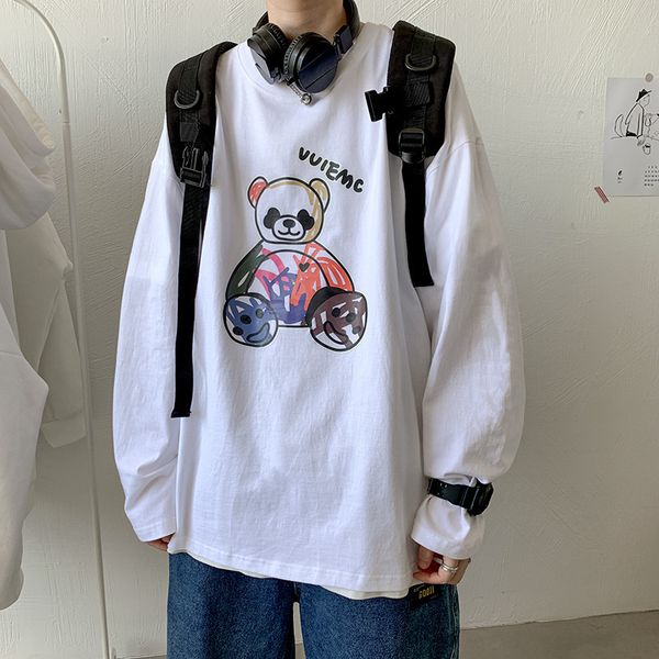 ins cartoon printed long sleeve t-shirt men's korean spring and autumn new loose couple's versatile trend, White;black
ins cartoon printed long sleeve t-shirt men's korean spring and autumn new loose couple's versatile trend, White;black
