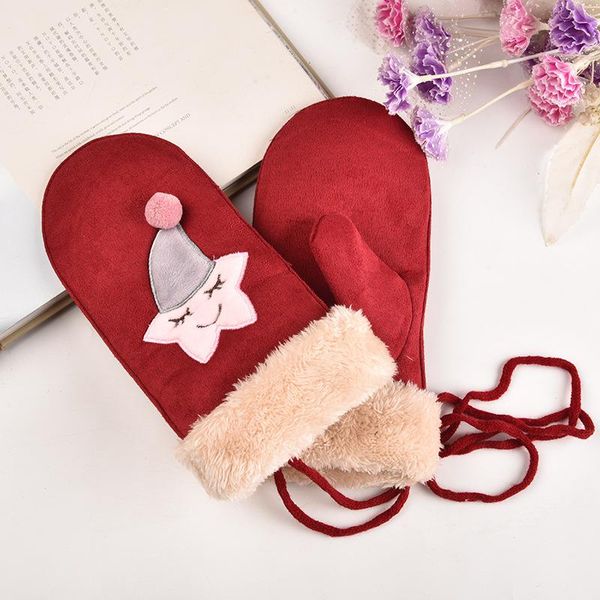 five fingers gloves female winter suede cartoon stew plush korean thickened warm cotton riding, Blue;gray
five fingers gloves female winter suede cartoon stew plush korean thickened warm cotton riding, Blue;gray
