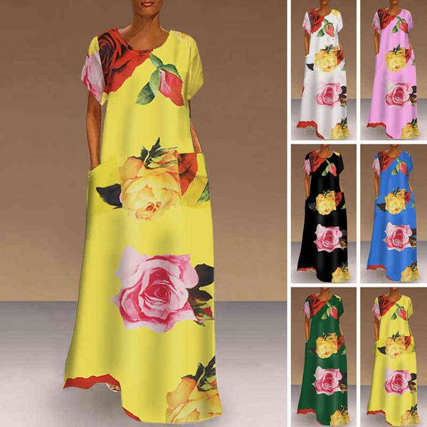 casual dresses fashion short sleeve swing long skirt round neck large flower print dresses pocket, Black;gray
casual dresses fashion short sleeve swing long skirt round neck large flower print dresses pocket, Black;gray
