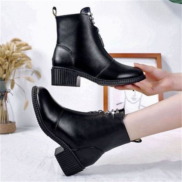 2021 new retro heels winter ladies martin snow boots i0pf, Black