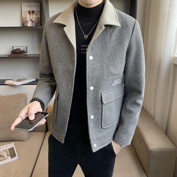 2020 autumn and winter new men's woolen short slim jacket youth fashion all-matching turn-down collar coat woolen overcoat1, Black 
2020 autumn and winter new men's woolen short slim jacket youth fashion all-matching turn-down collar coat woolen overcoat1, Black
