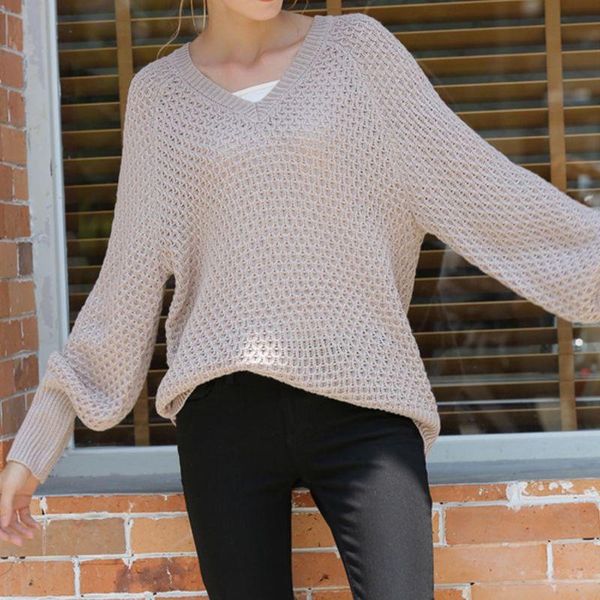 women lantern sleeve solid sweater v-neck waffle knit loose jumper tunic, White;black
women lantern sleeve solid sweater v-neck waffle knit loose jumper tunic, White;black