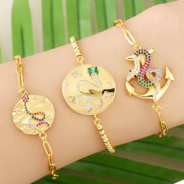 charm bracelets flola multicolor round snake for women adjustable gold chain stone bracelet charms cz wholesale jewelry gifts brtc53, Golden;silver
charm bracelets flola multicolor round snake for women adjustable gold chain stone bracelet charms cz wholesale jewelry gifts brtc53, Golden;silver